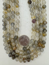 gray cloudy quartz, 8mm round, 15" strand, sold per strand