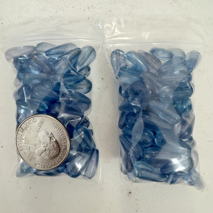 dark kyanite blue, singe color, vintage look acrylic, 15x8mm pear teardrop,  sold per approximately 33 gram bag