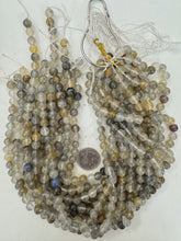 gray cloudy quartz, 8mm round, 15" strand, sold per strand