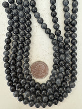 color enhanced quartz: very dark blue gray, 8mm round, 15" strand, sold per strand