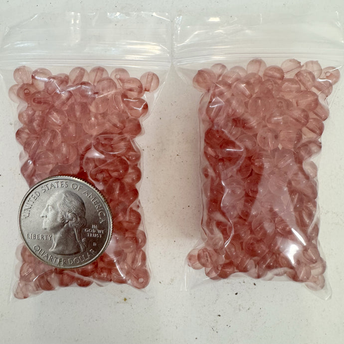 pale red peach, singe color, vintage look acrylic, 6mm round,  sold per approximately 31 gram bag