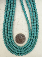 color enhanced magnesite: turquoise blue, 5x4mm rondelle, 15" strand, sold per strand
