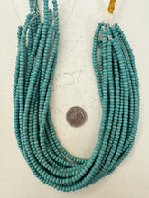 color enhanced magnesite: turquoise blue, 5x4mm rondelle, 15" strand, sold per strand