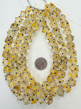 clear black yellow white, dotted motif, vintage stock glass, 15mm round, 15" strand, SOLD PER STRAND