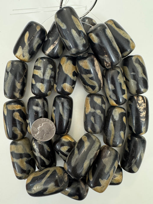 black off white golden horn, artistic motif, 42x23mm tube, 15