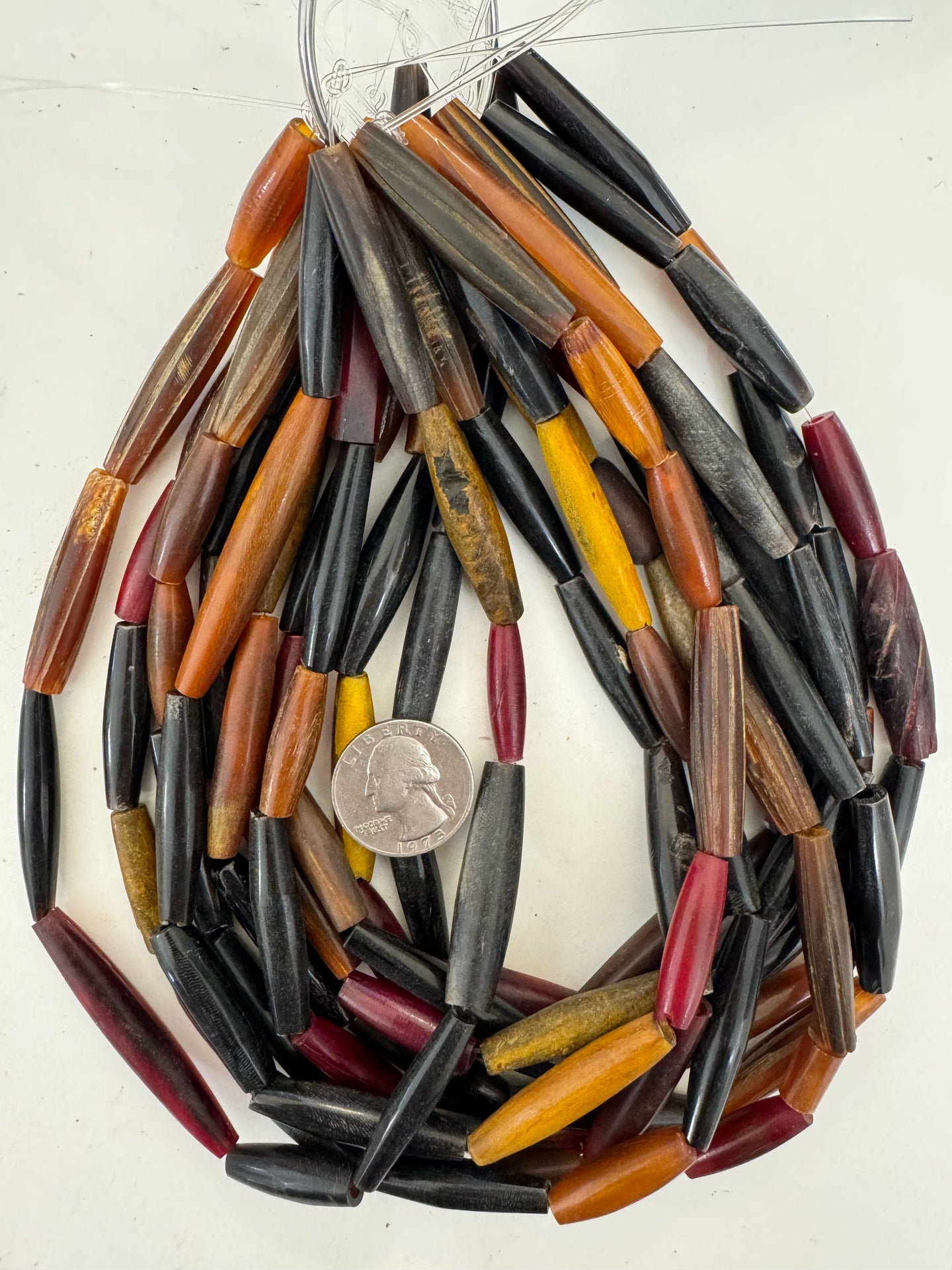 black off white golden red horn, mixed motif, 17-60mm tube mix, 15