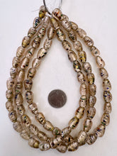 pale peach golden multi silver, inside lined motif, vintage stock glass, 14x10mm teardrop, 15" strand, SOLD PER STRAND