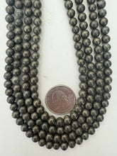pyrite, 6mm round, 15" strand, sold per strand