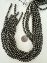 pyrite, 6mm round, 15" strand, sold per strand