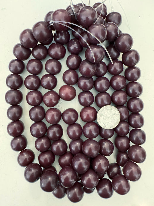 dark royal purple, single color, vintage look resin, 17mm nugget round, 15