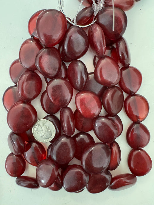 dark cherry red, single color, vintage look resin, 30-32mm nugget mix, 15