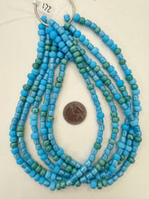 sky blue sea foam green, single color motif, vintage stock glass, 5-7mm shape mix, 15" strand, SOLD PER STRAND