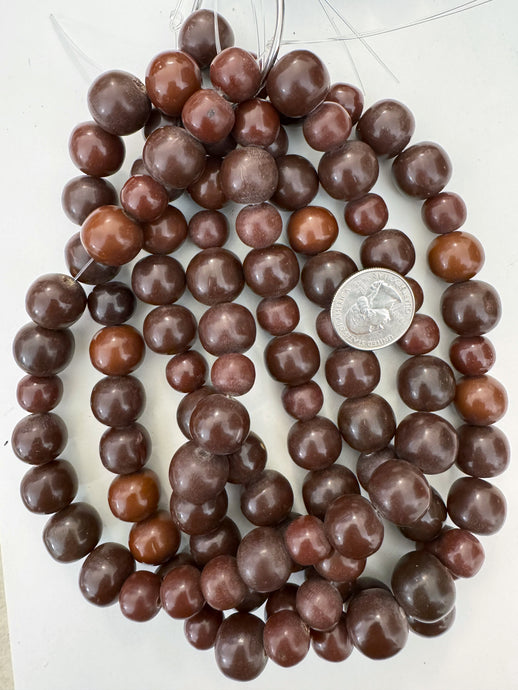 dark red brown caramel brown mix, vintage look resin, 13-16mm nugget round mix, 15