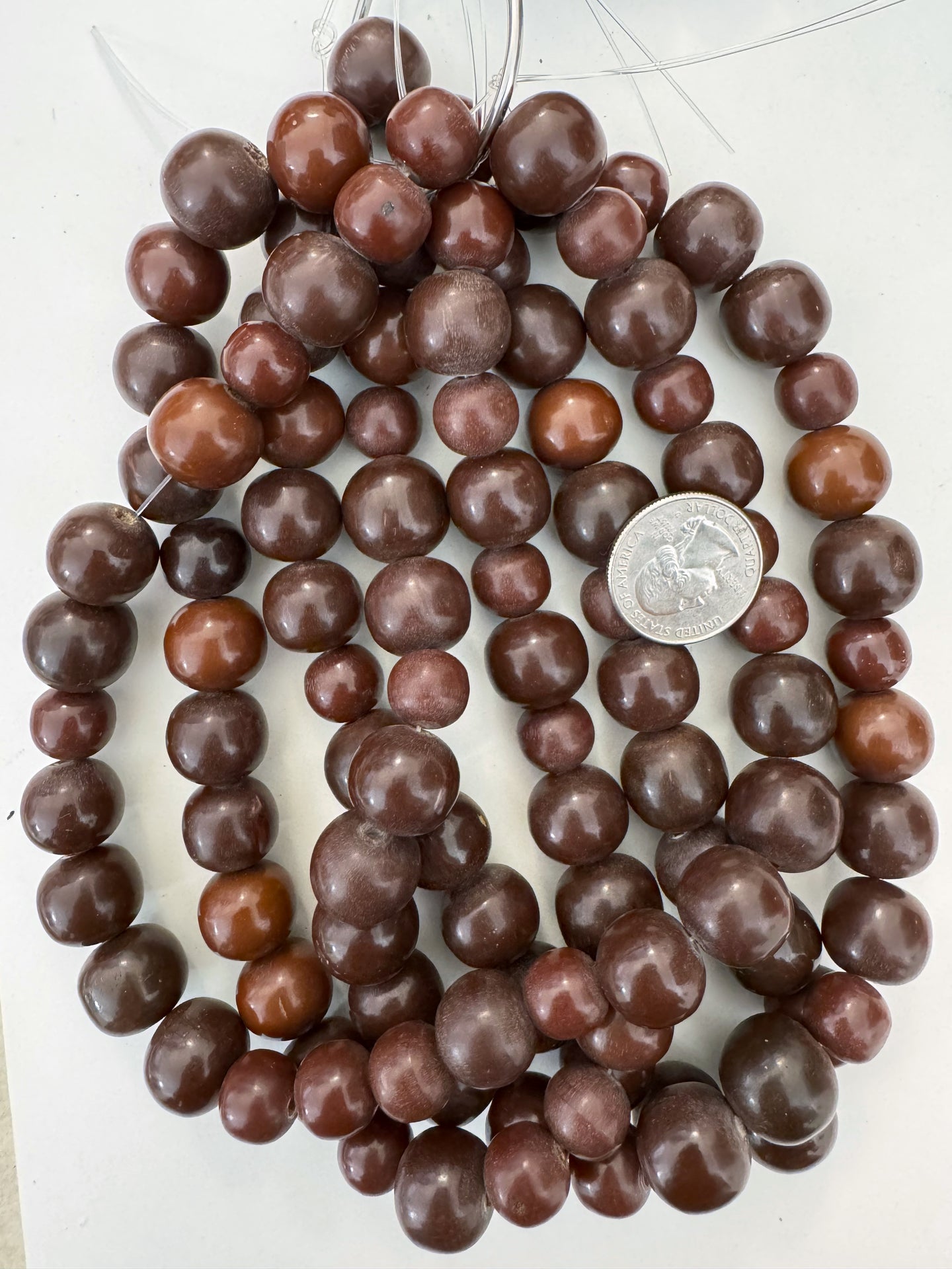 dark red brown caramel brown mix, vintage look resin, 13-16mm nugget round mix, 15