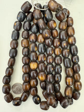 brown off white, faux bone, vintage look resin, 17x15mm barrel, 15" strand, sold per strand