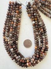 petrified wood, 6mm round, 15" strand, sold per strand
