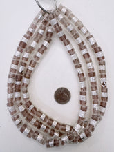 clear dark pale purple metallic silver, inside lined stripe motif, vintage stock glass, 19x10mm tube mix, 15" strand, SOLD PER STRAND