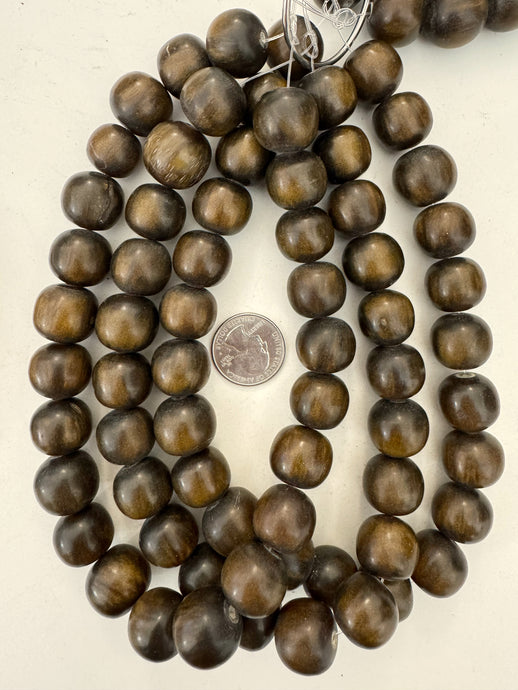 pearly dark golden brown, faux bone, vintage look resin, 20mm nugget round, 15