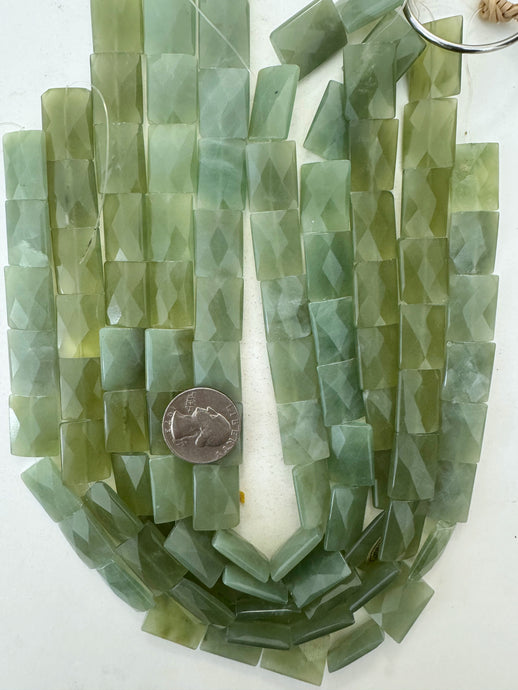 New Jade, 19x15x5mm faceted rectangle, 15