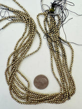 antique brass tone plated hematite, 3mm faceted round, 15" strand,  SOLD PER STRAND