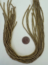 antique brass tone plated hematite, 3mm round, 15" strand,  SOLD PER STRAND
