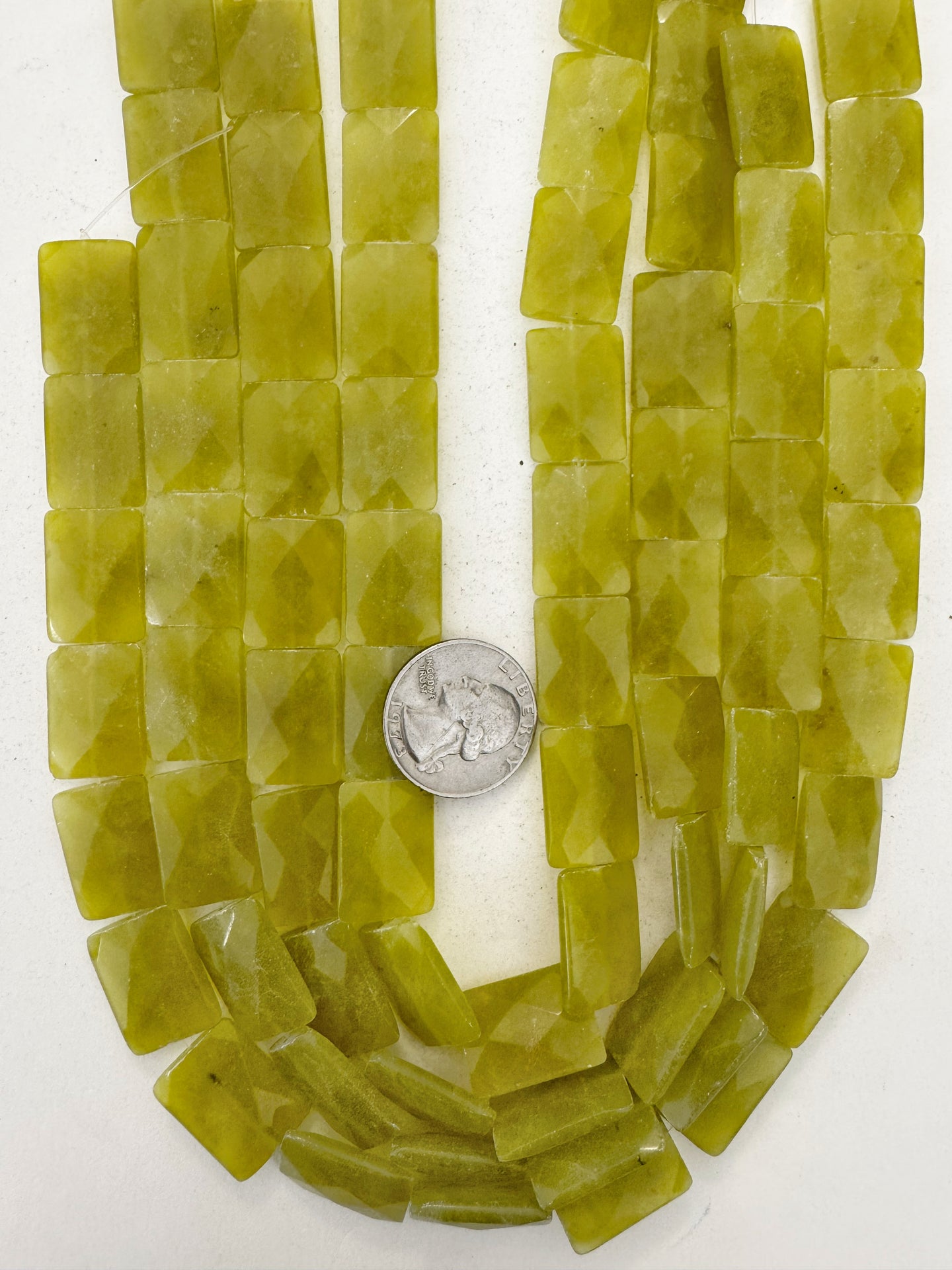 olive jade, 19x15x5mm faceted rectangle, 15
