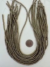 antique brass tone plated hematite, 4mm round, 15" strand,  SOLD PER STRAND