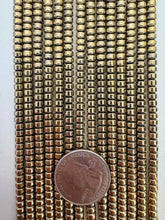 antique brass tone plated hematite, 4x3mm heishi rondelle, 15" strand,  SOLD PER STRAND