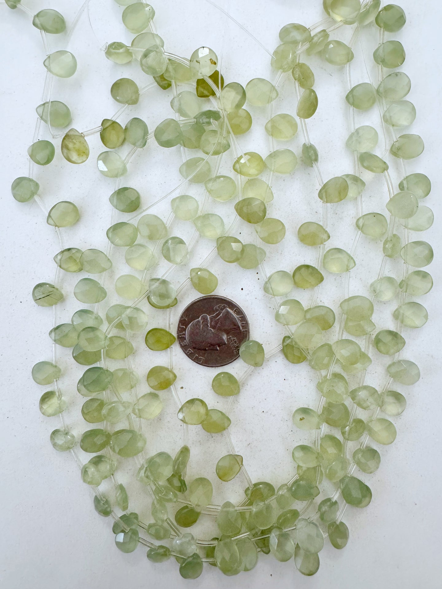 new jade, 10x8x4mm faceted teardrop pendant, 15