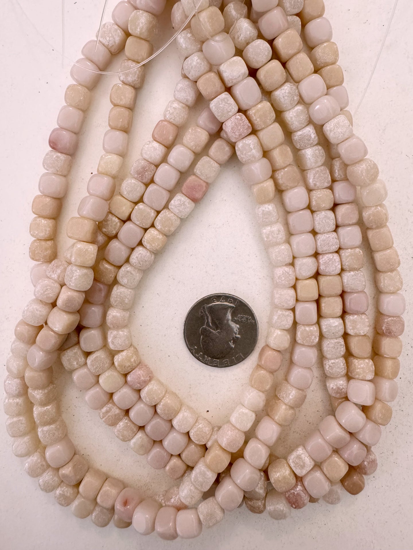 cherry quartz, 7mm rounded cube, 15