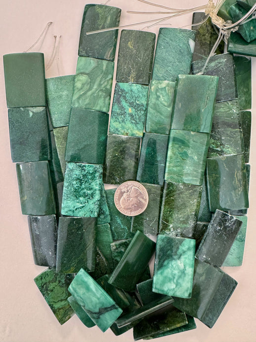 african green jade, 36x24x5mm rectangle, 15