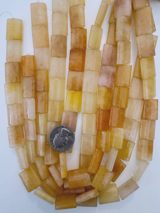 yellow jade, 22x15x6mm rectangle, 15