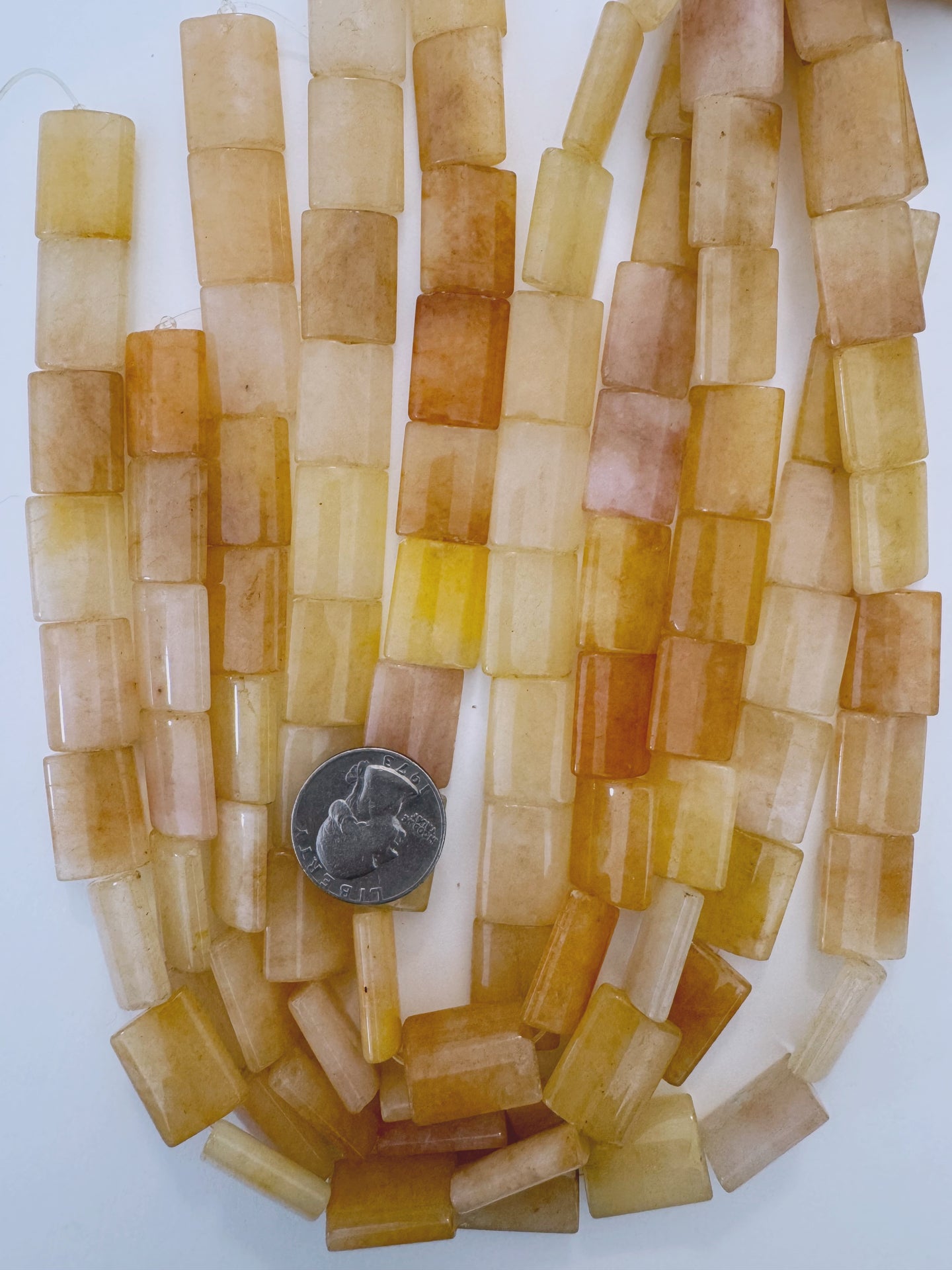 yellow jade, 22x15x6mm rectangle, 15