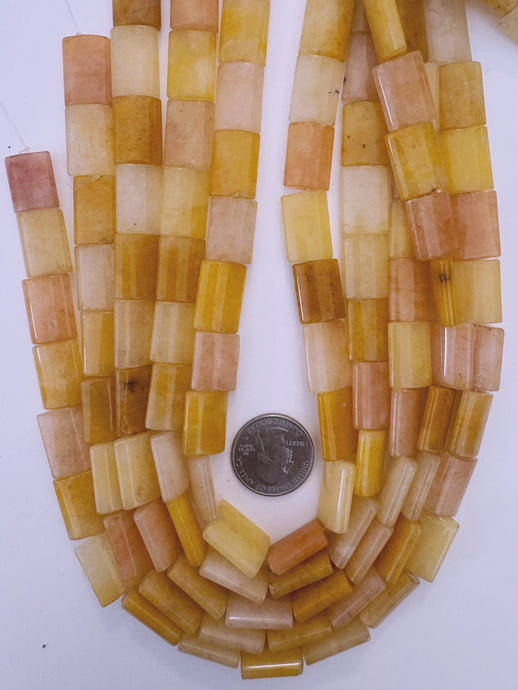 yellow jade, 18x13x6mm rectangle, 15