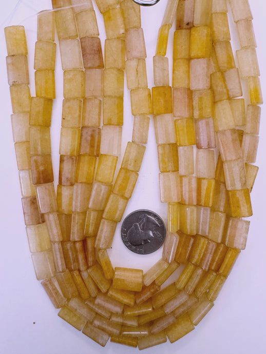yellow jade, 14x10x4mm rectangle, 15