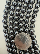 hematite, 8mm round, 15" strand,  SOLD PER STRAND