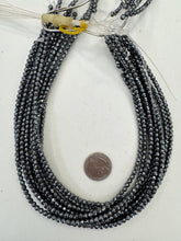 hematite, 4mm faceted round, 15" strand,  SOLD PER STRAND