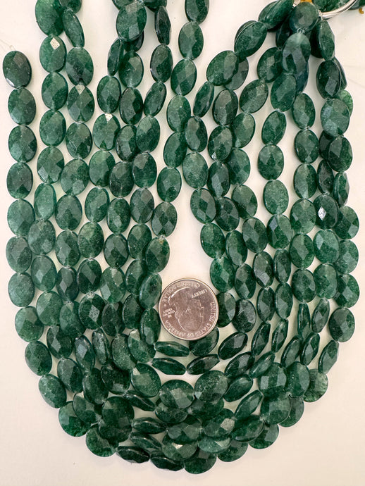 indian green aventurine, 15x10x5mm faceted oval, 15