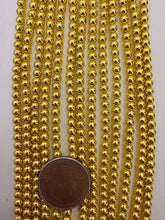 gold plated hematite, 4mm round, 15" strand,  SOLD PER STRAND