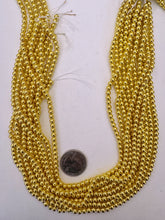 gold plated hematite, 4mm round, 15" strand,  SOLD PER STRAND