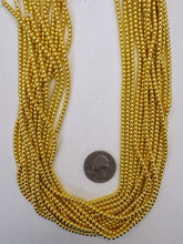 gold plated hematite, 3mm round, 15" strand,  SOLD PER STRAND