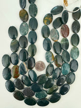yellow green bloodstone, 29x20x5mm oval, 15" strand, sold per strand (batch 1)