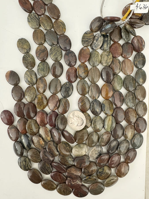 red wooden jasper, 20x15x6mm oval, 15