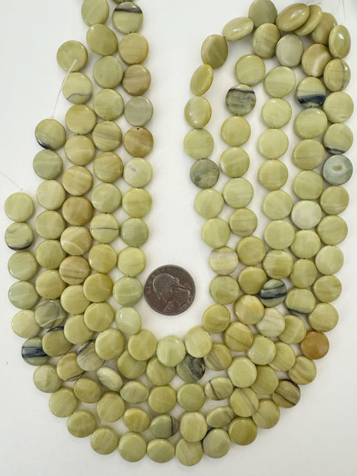 honey jasper, 14x14x5mm coin, 15