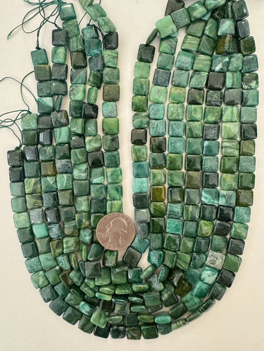 african green jade, 10x10x4mm square, 15