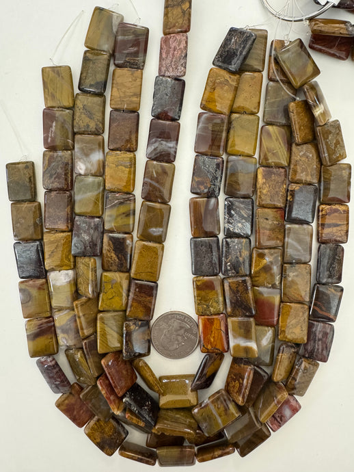 red wooden jasper, 19x13x4mm rectangle, 15