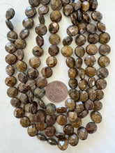 bronzite, 12x12x5mm faceted coin, 15" strand, sold per strand