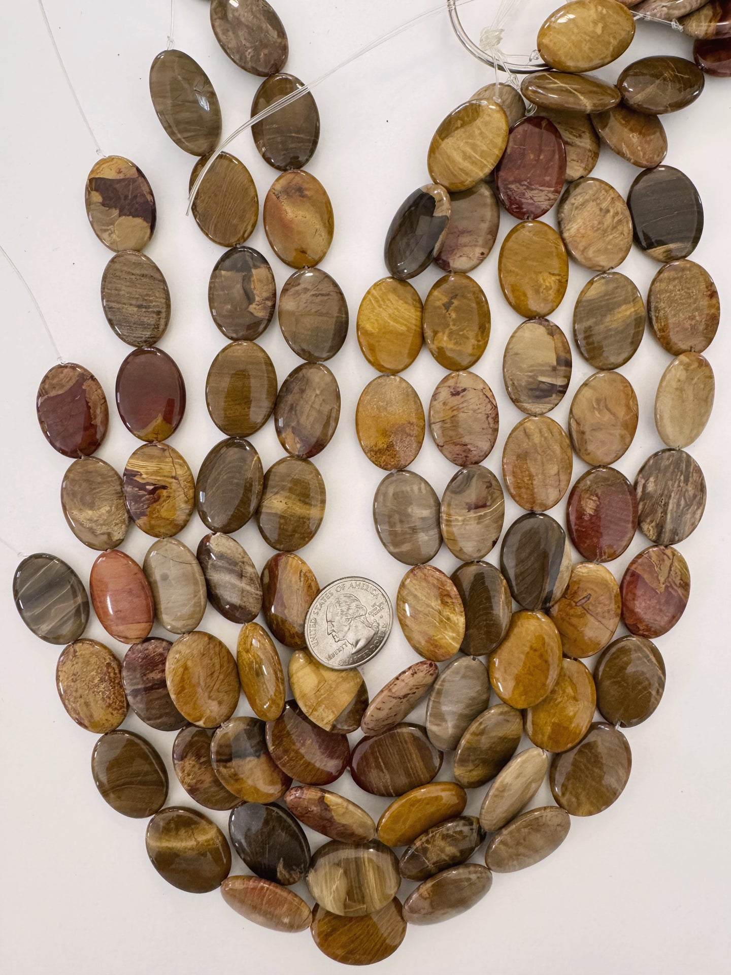 red wooden jasper, 25x18x6mm oval, 15