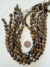 bronzite, 12x12x5mm faceted coin, 15" strand, sold per strand