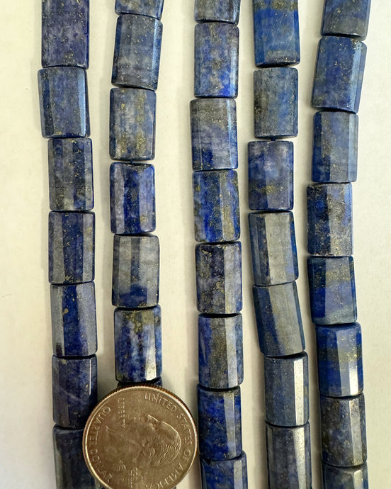 Lapis, 12x12x5mm puff faceted rectangle, 15